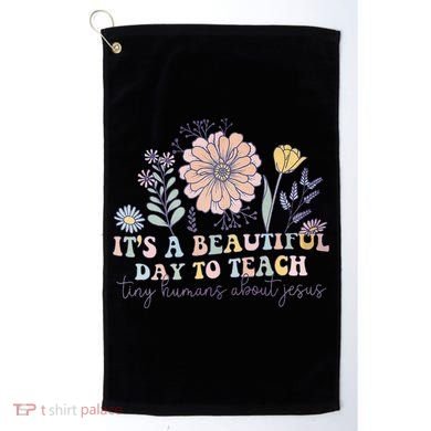 Retro I Teach Tiny Humans About Jesus Christian Teacher Golf Towel