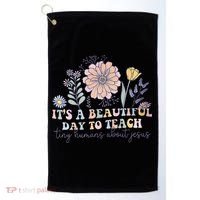 Retro I Teach Tiny Humans About Jesus Christian Teacher Golf Towel thumb 0