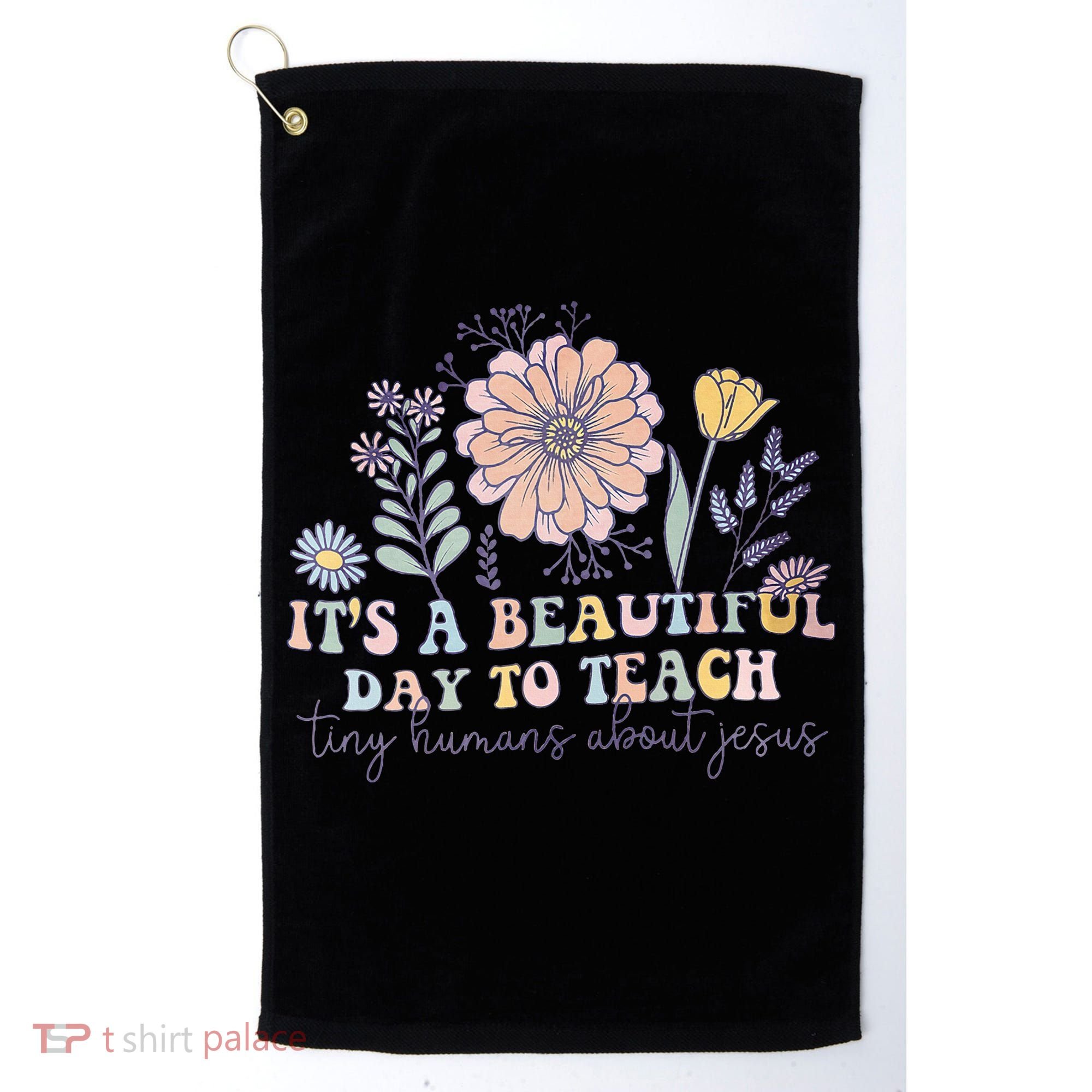 Retro I Teach Tiny Humans About Jesus Christian Teacher Golf Towel