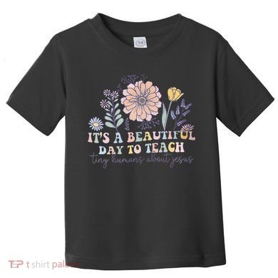 Retro I Teach Tiny Humans About Jesus Christian Teacher Toddler T-Shirt