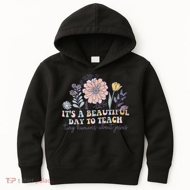 Retro I Teach Tiny Humans About Jesus Christian Teacher Kids Hoodie