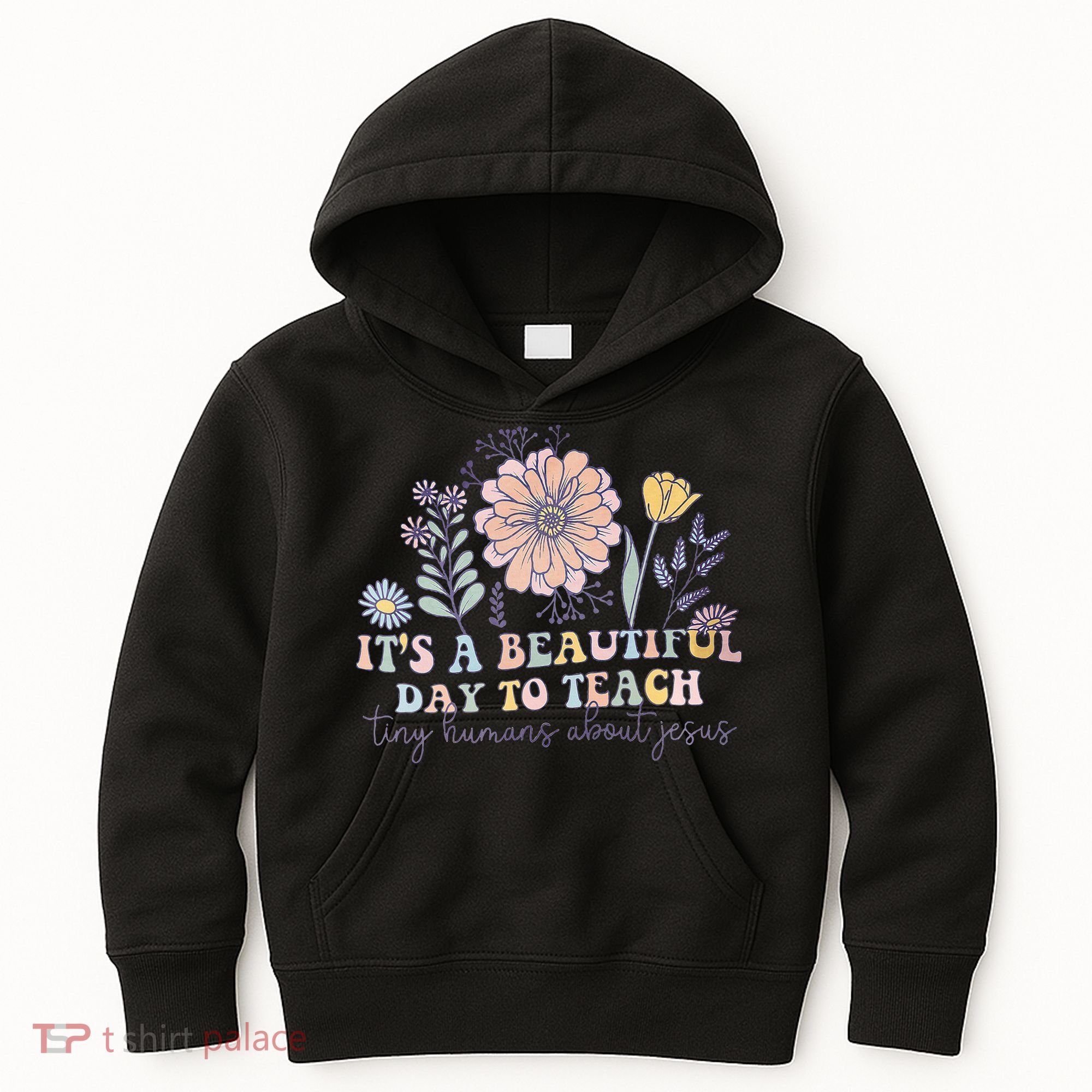 Retro I Teach Tiny Humans About Jesus Christian Teacher Kids Hoodie