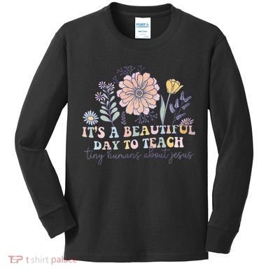 Retro I Teach Tiny Humans About Jesus Christian Teacher Kids Long Sleeve Shirt