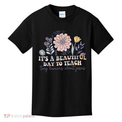 Retro I Teach Tiny Humans About Jesus Christian Teacher Kids T-Shirt