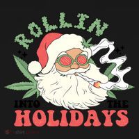 Rollin Into The Holidays Santa Smoker Retro Christmas Cannabis Weed Bucket Hat thumb 4