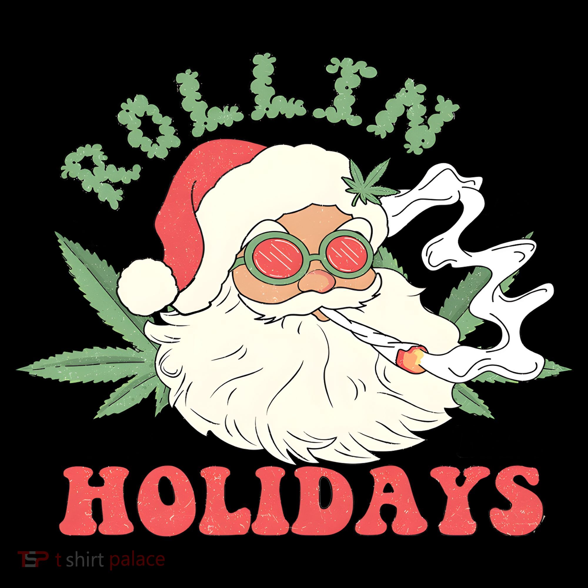 Rollin Into The Holidays Santa Smoker Retro Christmas Cannabis Weed Coffee Mug
