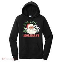 Rollin Into The Holidays Santa Smoker Retro Christmas Cannabis Weed Women's Hoodie thumb 0
