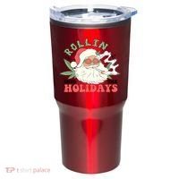 Rollin Into The Holidays Santa Smoker Retro Christmas Cannabis Weed Tumbler thumb 0