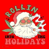 Rollin Into The Holidays Santa Smoker Retro Christmas Cannabis Weed Toddler Hoodie thumb 2