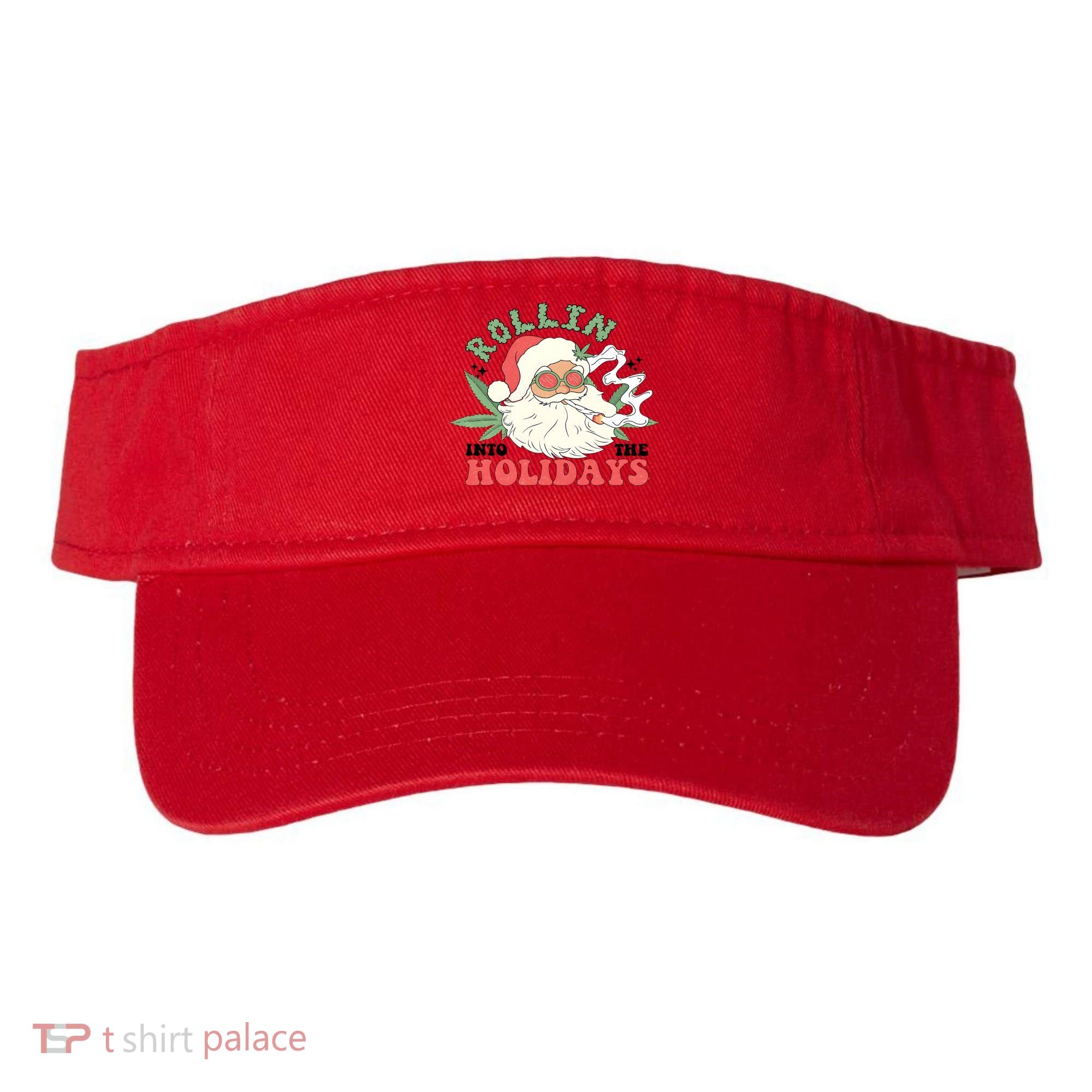 Rollin Into The Holidays Santa Smoker Retro Christmas Cannabis Weed Visor