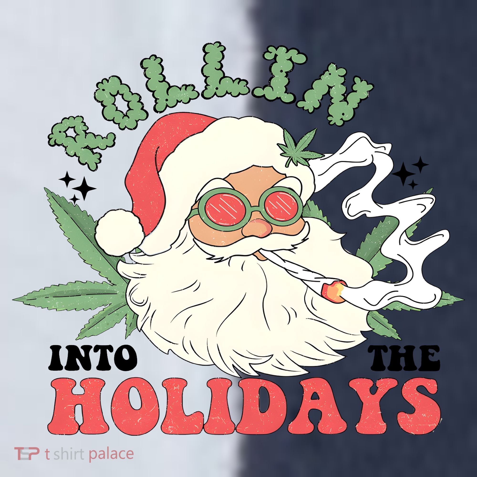 Rollin Into The Holidays Santa Smoker Retro Christmas Cannabis Weed Sport-Tek Competitor United Soccer Jersey