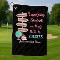 Retro Intervention Team Teacher Early Intervention Squad Golf Towel thumb 1