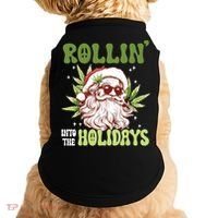 Rollin Into The Holidays Santa Black Marijuana Christmas Doggie Tank thumb 0