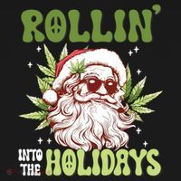 Rollin Into The Holidays Santa Black Marijuana Christmas Coaster thumb 2