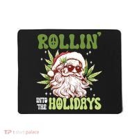 Rollin Into The Holidays Santa Black Marijuana Christmas Mousepad thumb 0