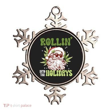 Rollin Into The Holidays Santa Black Marijuana Christmas Ornament