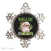 Rollin Into The Holidays Santa Black Marijuana Christmas Ornament thumb 0