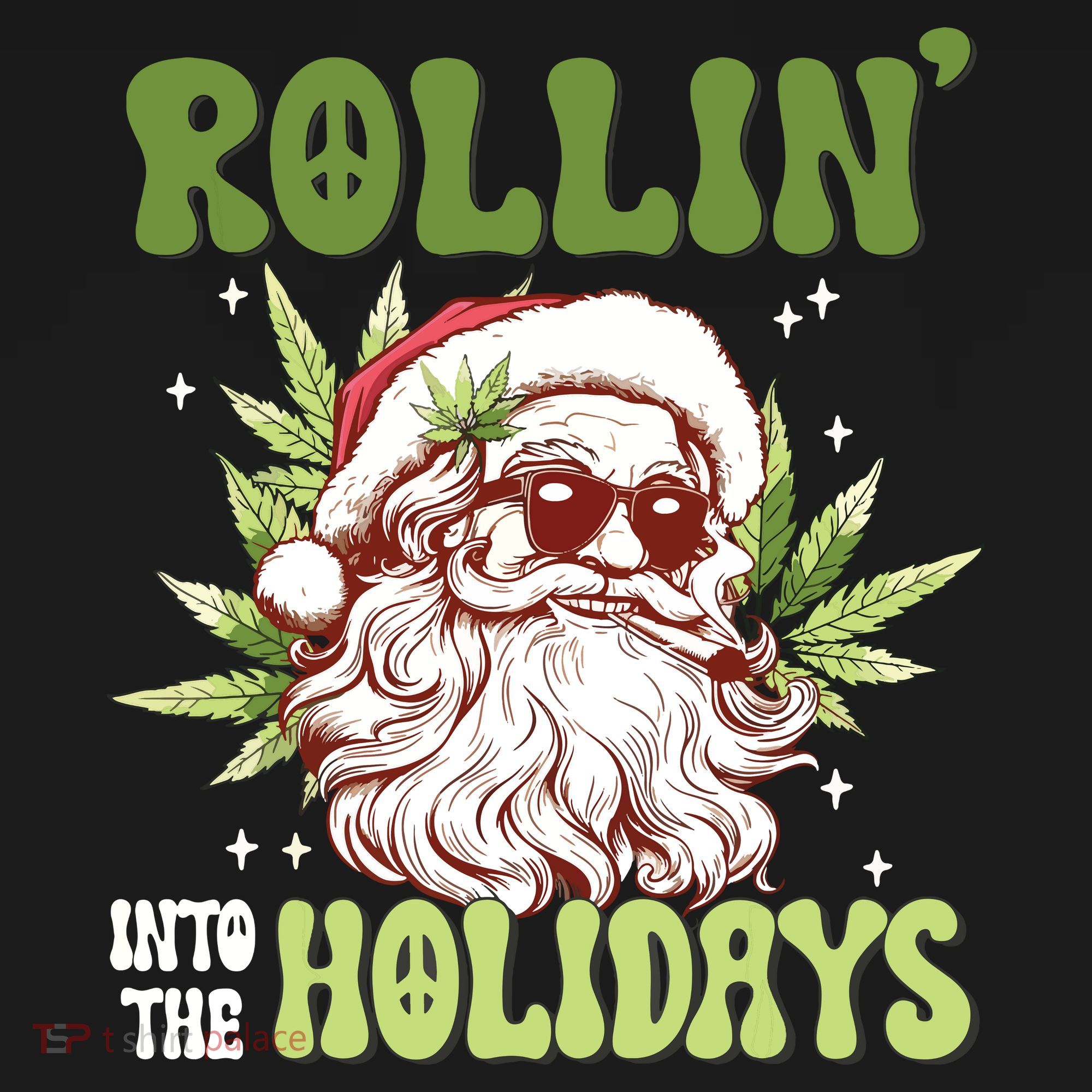 Rollin Into The Holidays Santa Black Marijuana Christmas Women's Tank Top
