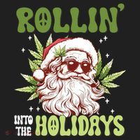 Rollin Into The Holidays Santa Black Marijuana Christmas Hat thumb 2