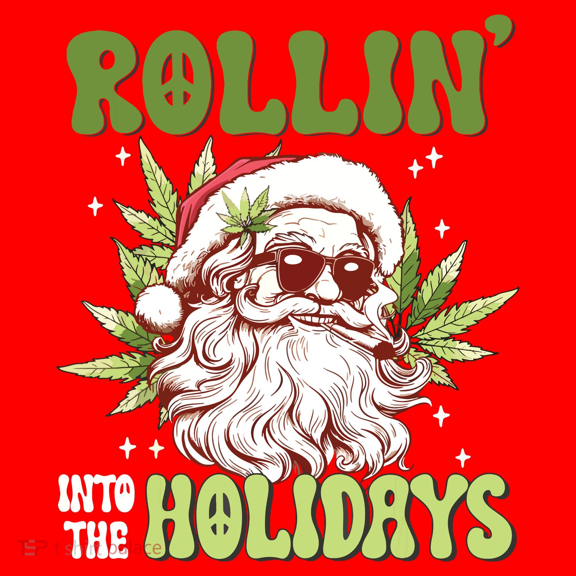 Rollin Into The Holidays Santa Black Marijuana Christmas Santa Hat