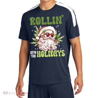 Rollin Into The Holidays Santa Black Marijuana Christmas Soccer Jersey