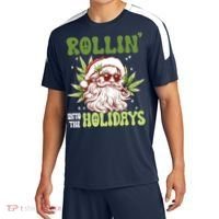 Rollin Into The Holidays Santa Black Marijuana Christmas Sport-Tek Competitor United Soccer Jersey thumb 0