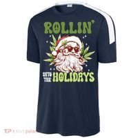 Rollin Into The Holidays Santa Black Marijuana Christmas Sport-Tek Competitor United Soccer Jersey thumb 2