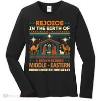 Rejoice In The Birth Of A Brown Skinned Middle Eastern Jesus Women's Long Sleeve Shirt thumb 0