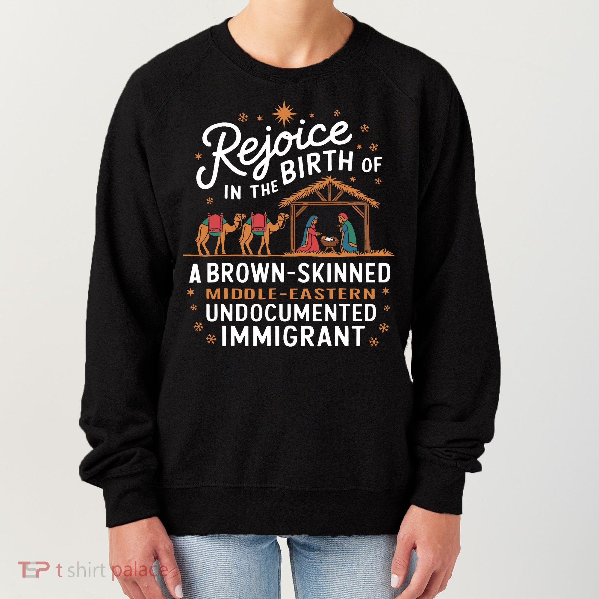 Rejoice In The Birth Of A Brown Skinned Christmas Christian Women's Sweatshirt