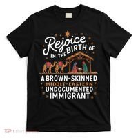 Rejoice In The Birth Of A Brown Skinned Christmas Christian T-Shirt thumb 0