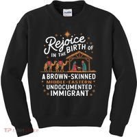 Rejoice In The Birth Of A Brown Skinned Christmas Christian Kids Sweatshirt thumb 0