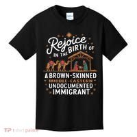 Rejoice In The Birth Of A Brown Skinned Christmas Christian Kids T-Shirt thumb 0