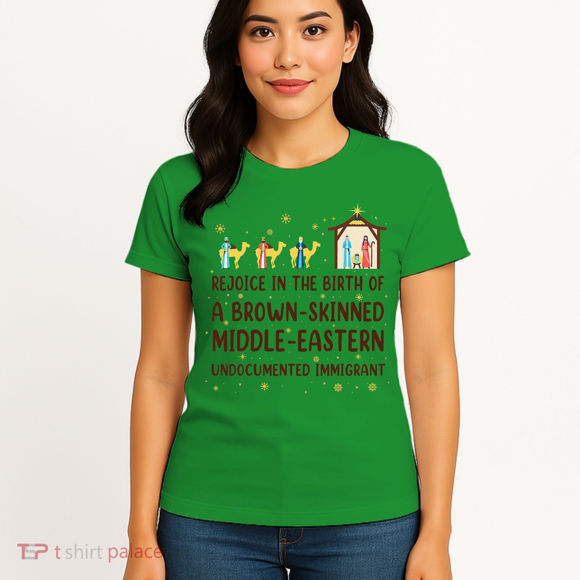 Rejoice In The Birth Of A Brown Skinned Christmas Women's T-Shirt