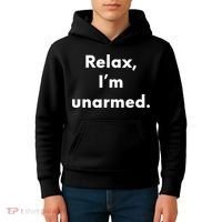 Relax I’M Unarmed Funny Amputee Kids Hoodie thumb 4