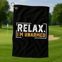 Relax I’M Unarmed Funny Hand Amputee Golf Towel thumb 1