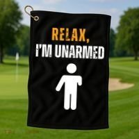 Relax Im Unarmed Funny Hand Amputee Golf Towel thumb 1