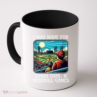 Retro I Was Made Sunny Days And Baseball Games Summer Funny Gift Coffee Mug thumb 0