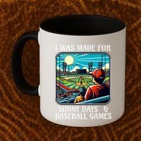 Retro I Was Made Sunny Days And Baseball Games Summer Funny Gift Coffee Mug thumb 2