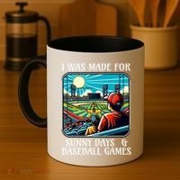Retro I Was Made Sunny Days And Baseball Games Summer Funny Gift Coffee Mug thumb 4