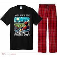 Retro I Was Made Sunny Days And Baseball Games Summer Funny Gift Pajama Set thumb 0