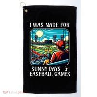Retro I Was Made Sunny Days And Baseball Games Summer Funny Gift Golf Towel thumb 0