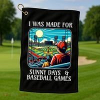 Retro I Was Made Sunny Days And Baseball Games Summer Funny Gift Golf Towel thumb 1