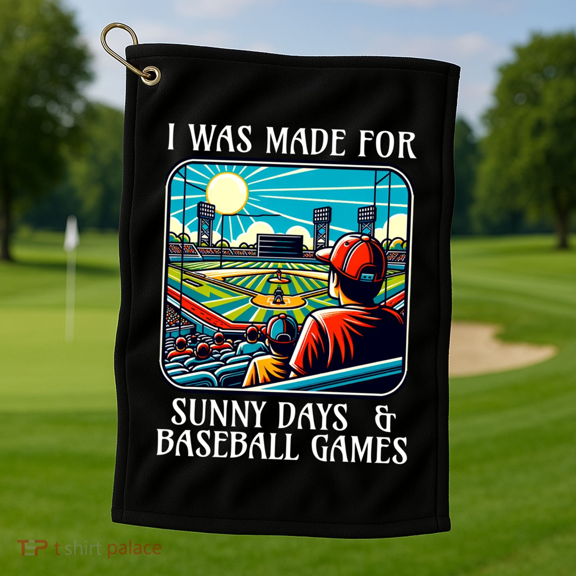 Retro I Was Made Sunny Days And Baseball Games Summer Funny Gift Golf Towel