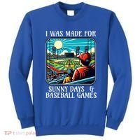 Retro I Was Made Sunny Days And Baseball Games Summer Funny Gift Sweatshirt thumb 0