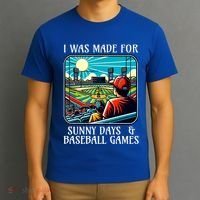 Retro I Was Made Sunny Days And Baseball Games Summer Funny Gift T-Shirt thumb 3