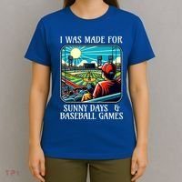 Retro I Was Made Sunny Days And Baseball Games Summer Funny Gift T-Shirt thumb 4