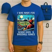 Retro I Was Made Sunny Days And Baseball Games Summer Funny Gift T-Shirt thumb 6