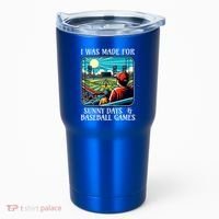 Retro I Was Made Sunny Days And Baseball Games Summer Funny Gift Tumbler thumb 0