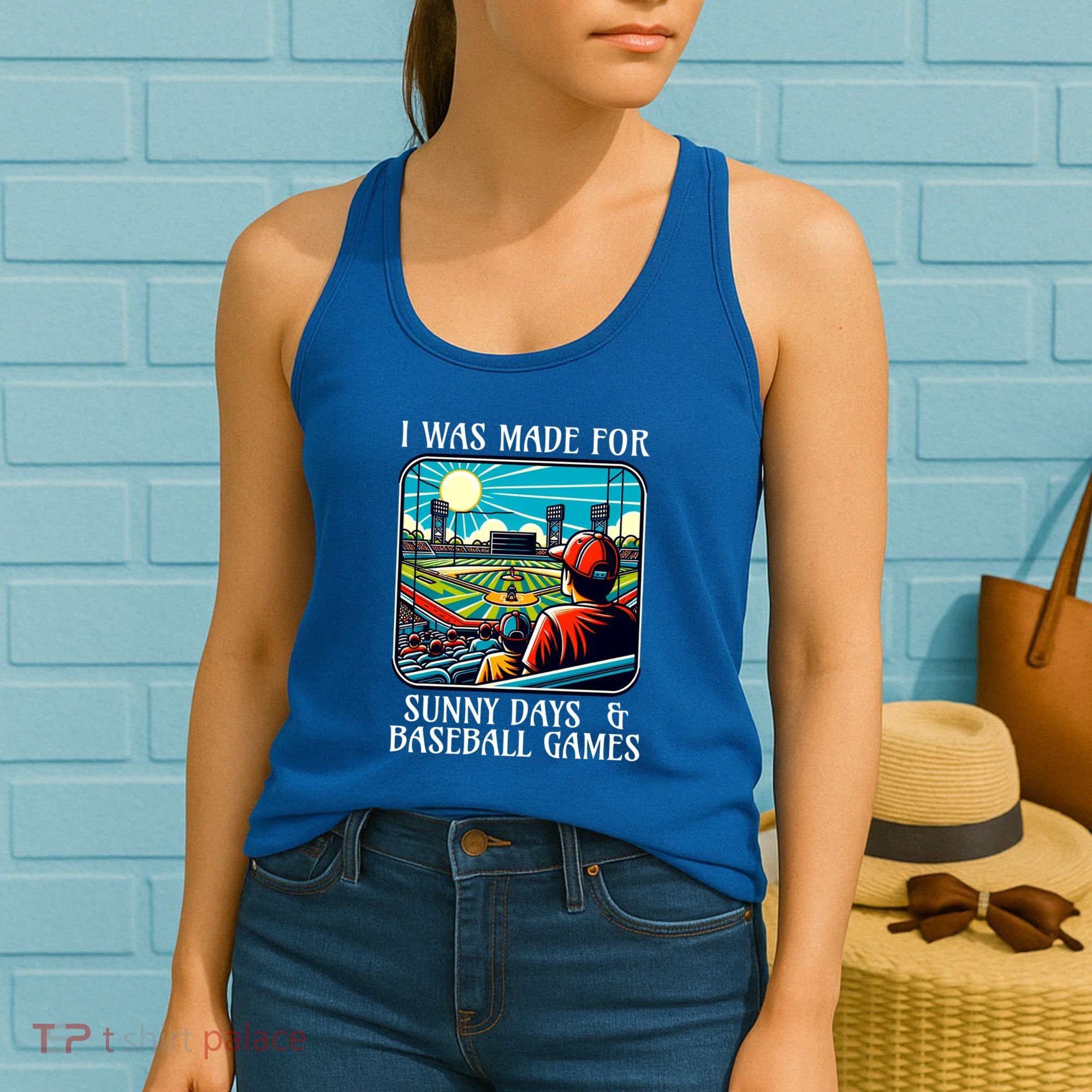 Retro I Was Made Sunny Days And Baseball Games Summer Funny Gift Women's Tank Top