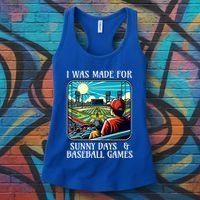 Retro I Was Made Sunny Days And Baseball Games Summer Funny Gift Women's Tank Top thumb 3